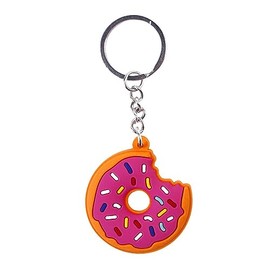 tenghong2021 Fun Cute Donut Keychain for Woman Birthday Gift Theme Decorations Party Favors Purse Car Accessories (Pink)