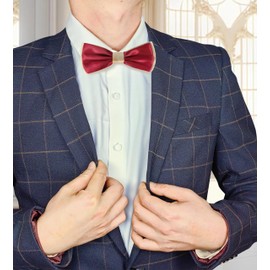 AUSUAYA Men's Bow Tie, Classic Tuxedo Bow Ties for Men Suit & Shirt - Men's Bow Tie for Boy BT-BYB2, Red with Champagne Gold, One Size