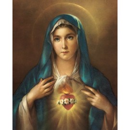 Carded 8x10 Prints for Framing - Immaculate Heart of Mary - Printed on linen paper utilizing 7 and 4 color process with gold color bronze highlights - Exclusive artwork from the Cromo N.B. Studios, Italy by Prints > Carded 8x10 Prints