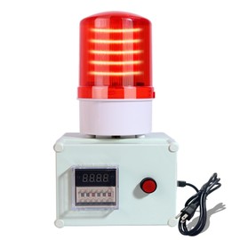 Industrial Cycle Timer Alarm with Flashing Strobe Light 0-110dB Adjustable Siren & Auto-Repeat Function Heavy Duty for Facility Safety, Factory,Office，Emergency (AC110V)