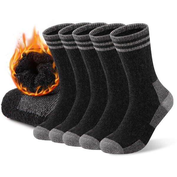 COOVAN Mens Merino Wool Crew Socks Thermal Warm Winter Socks