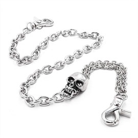 UNIQSUM Skull Ring Wallet Chain Biker Punk Jean Chain SY124S (Silver)