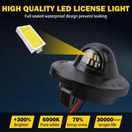 LED License Plate Light Tag Lights Assembly Compatible with Ford F150 F250 F350 F450 F550 Superduty Ranger Explorer Bronco Excursion Expedition,6000K White, 2PCS (Black)