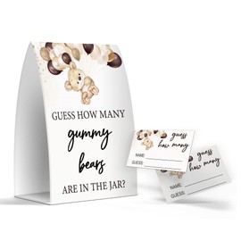 Pazag Guess How Many Gummy Bears are in The Jar, Gummy Bears Baby Shower Games, Gummy Bears Theme Baby Shower - One Sign and 50 Cards (GES10)