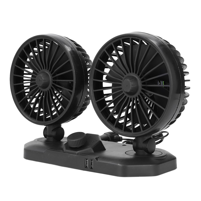 Car Fan Dual Head 24v 360° Adjustable Powerful USB Car