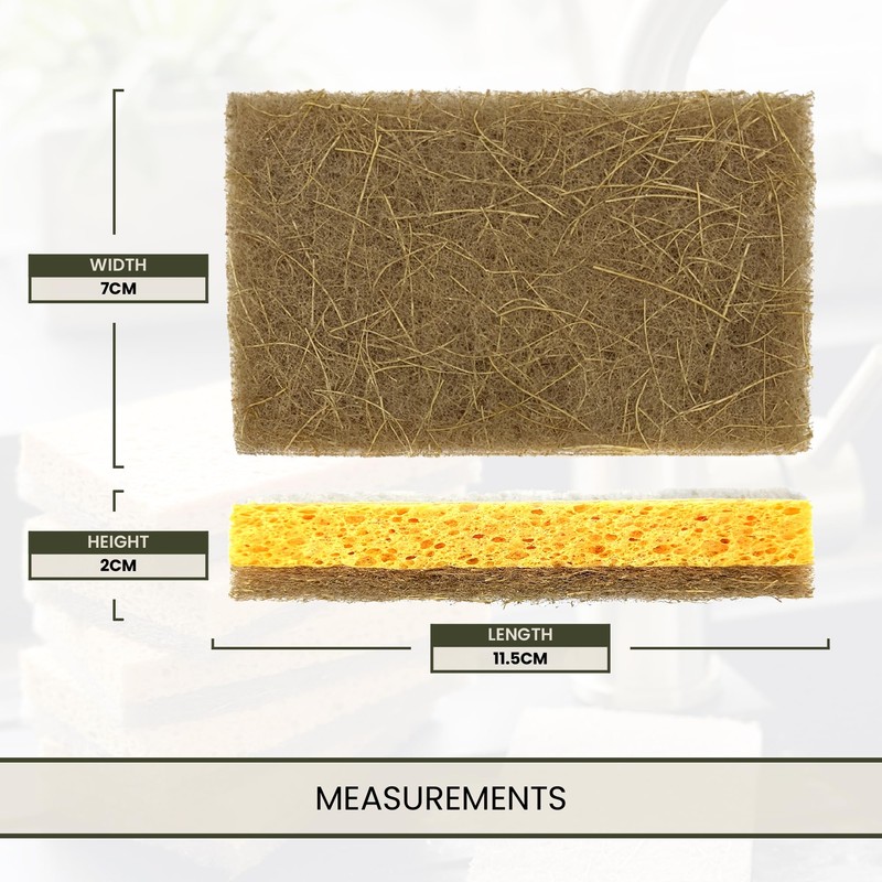 A&M Natural Living Eco Sponge Pack of 6, Yellow Compostable