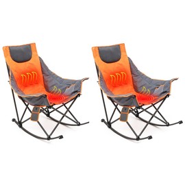 SUNNYFEEL Heated Rocking Camping Chair | Fully Padded Patio Chairs | Heating Camp Rocker Chairs for Outdoor Sports with Back and Seat Heating | Heated Folding Chair for Adults Heavy Duty 500lbs