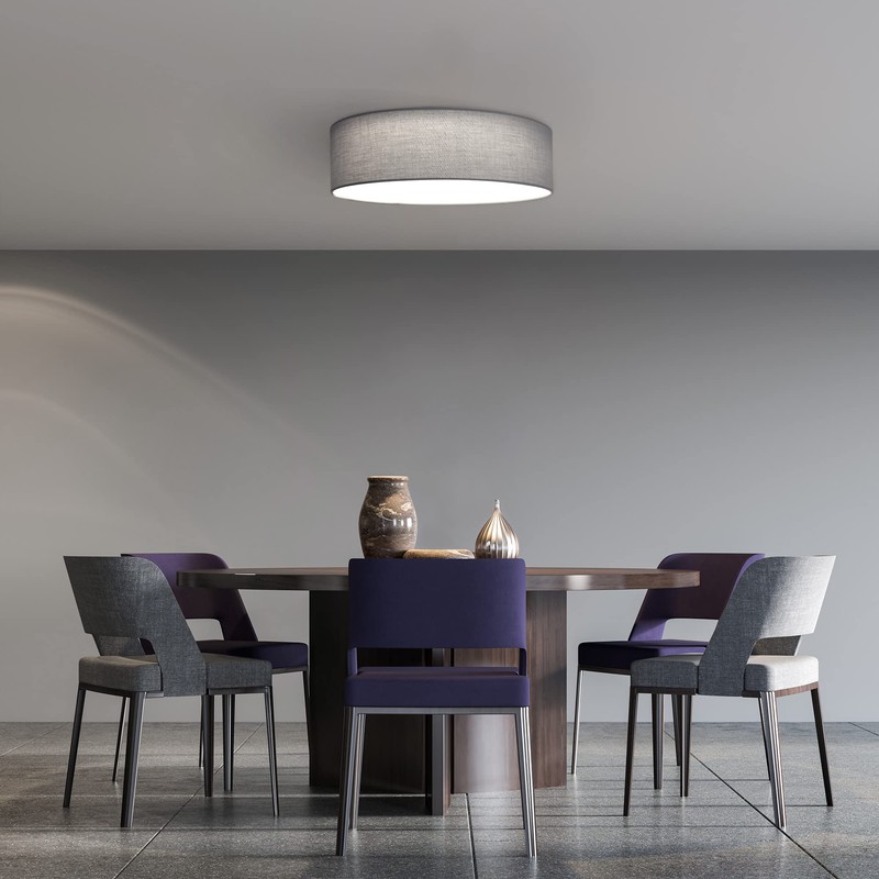 Navaris Flush Mount Ceiling Light - 15.75" Diameter Drum Lamp