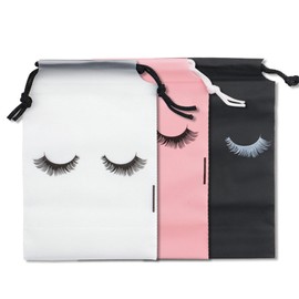 15 Pcs Eyelash Aftercare Bags Pink Eyelash Drawstring Cosmetic Bags Portable Makeup Bag Toiletry Makeup Pouch