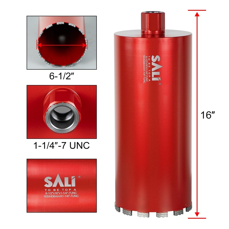SALI Wet Diamond Core Drill Bits 6-1/2" (167mm) Diameter, 15"