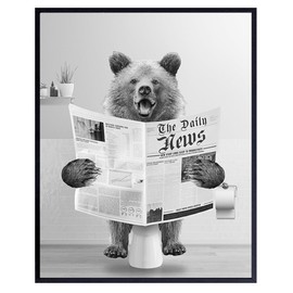 Bathroom Wall Decor - Funny Bathroom Wall Decor for Women Kids Men - Bear Wall Decor - Jungle Theme Bathroom Decorations - Bathroom Accessories - Bath Wall Art - Small Bathroom Decor UNFRAMED 8x10