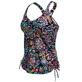 Tempt Me - Tankini para mujer, solo con cuello en V, con control de abdomen, sin parte inferior, estampado de cachemira, X-Large