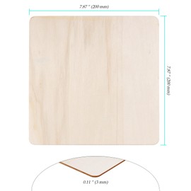 NINGWAAN 60 PCS Unfinished Plywood Sheets, 8 x 8 Inches, 1/8 Inches Thick, Square Wood Blanks for DIY Crafts, Painting