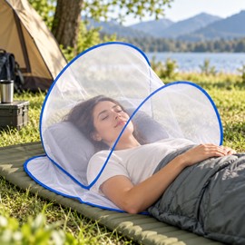 Portable Pop-Up Mosquito Net Head Cover – Fine Mesh Face Protection for Home, Camping & Outdoor Use