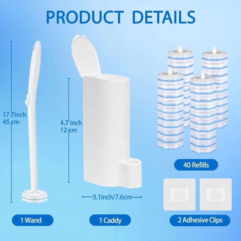 Disposable Toilet Brush Cleaning System, with 40 Pcs Brush Bowl