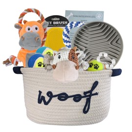 New Puppy Gift Basket - Premium Puppy Starter Kit and Dog Gift Basket with Dog Toys - Perfect Doggie Birthday Gifts and Puppy Necessities with Pet Toy Basket.
