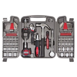 Apollo Tools 79 Piece Multi-Purpose Tool Set with Sockets, Basic Tool Kit for the Garage, Home or on the Road. Includes Essential Tools for Vehicle Maintenance and Repairs - DT9411, Gray