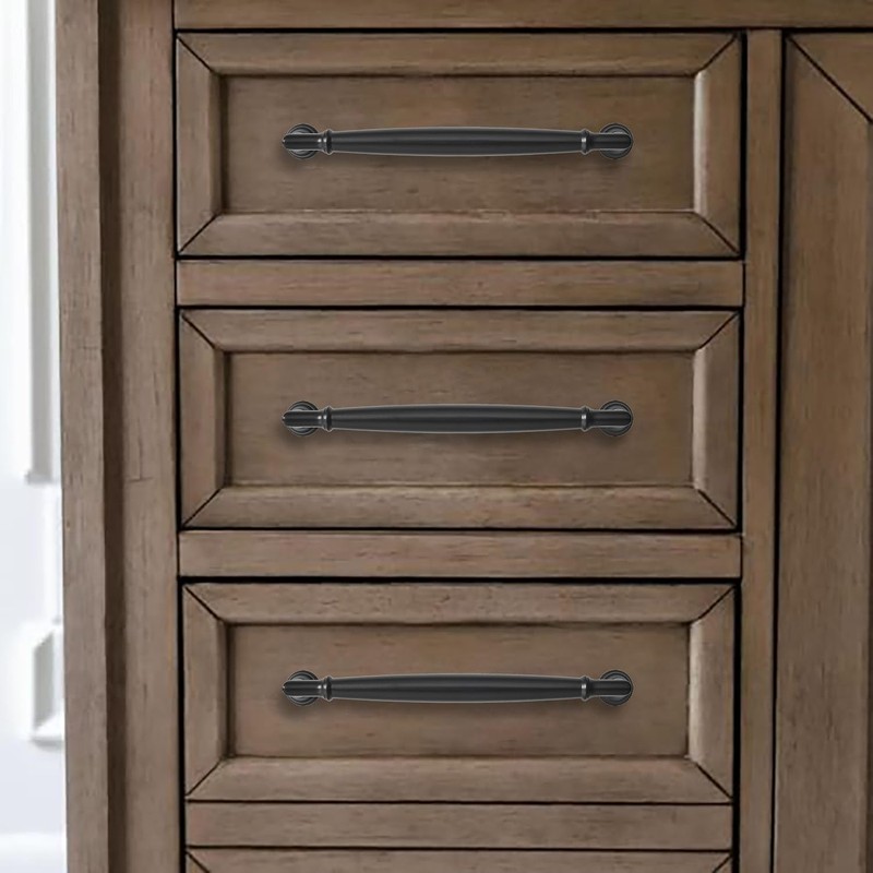 khtumeware 10 Pack 4 Inch(102mm) Matte Black Cabinet Pulls Heavy