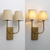 JIMUBEAM Vintage Brass 2-Lights Wall Sconce Lighting with Fabric Shades