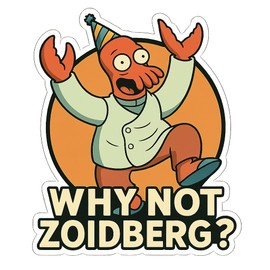 Zoidberg Dancing in Joy with Party Hat Classic Futurama Style Sticker (2.75" x 3.25")