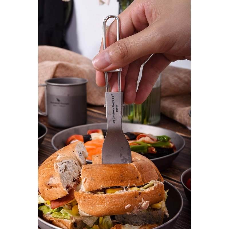 Boundless Voyage Folding Flaware Ultralight Titanium Cutlery Portable Spoon Fork