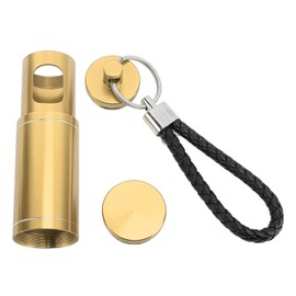 Portable Pocket Ashtray with Keychain Lanyard Retractable Circular Aluminium Alloy Mini Ashtray for Travel Camping Hiking Gold
