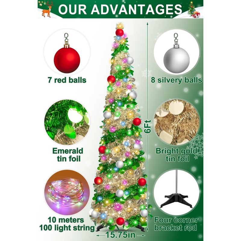 6 Ft Artificial Christmas Trees - Artificial Christmas Tree， Collapsible