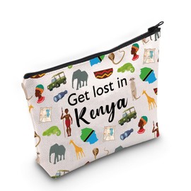 Kenya Travel Gift Get Lost in Kenya Makeup Zipper Pouch for Kenya Traveler Gift Welcome to Kenya (Kenya Bag)