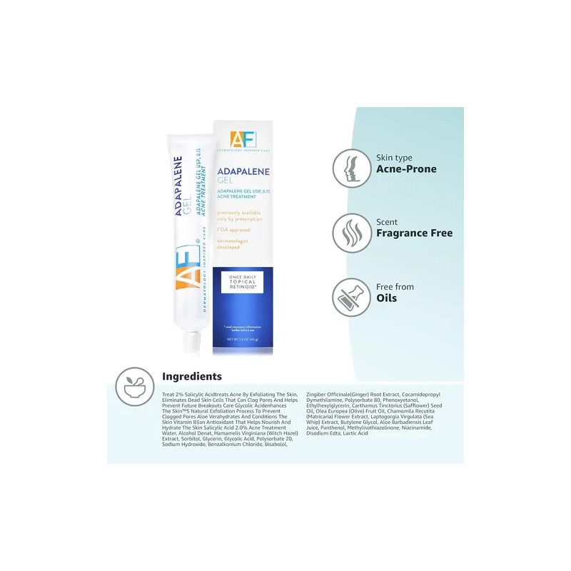 Gel De Adapaleno 0.1% Acne Free, Tratamiento Tópico Con Reti