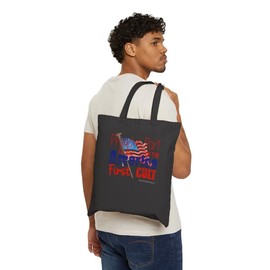 America First - Cotton Canvas Tote Bag - Color: Black, size: 15" x 16"