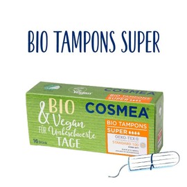 Cosmea Organic Tampons Made from 100% Organic Cotton, Value Pack of 4, Safe Feminine Hygiene in Harmony with Nature (Super)