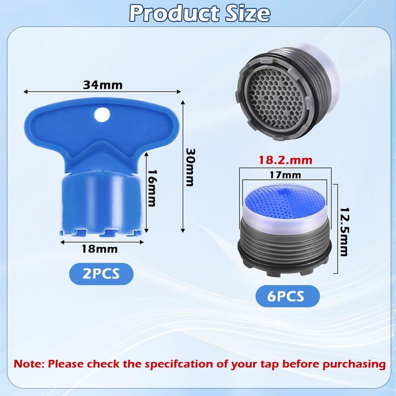 8Pcs Aerators for Faucets, Aerators for Taps Faucet Strainer Aerator