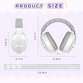 TOFFCAEA 2-In-1 Baby Headphones for Noise, Adjustable Baby Ear Protection with Stretchy Band (White)