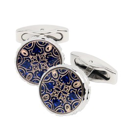 Jonwo Novelty Floral Pattern Design Cufflinks for Men Round Silver Men's Cuff Link Set for Wedding Shirt Party Business Birthday Anniversary Dress