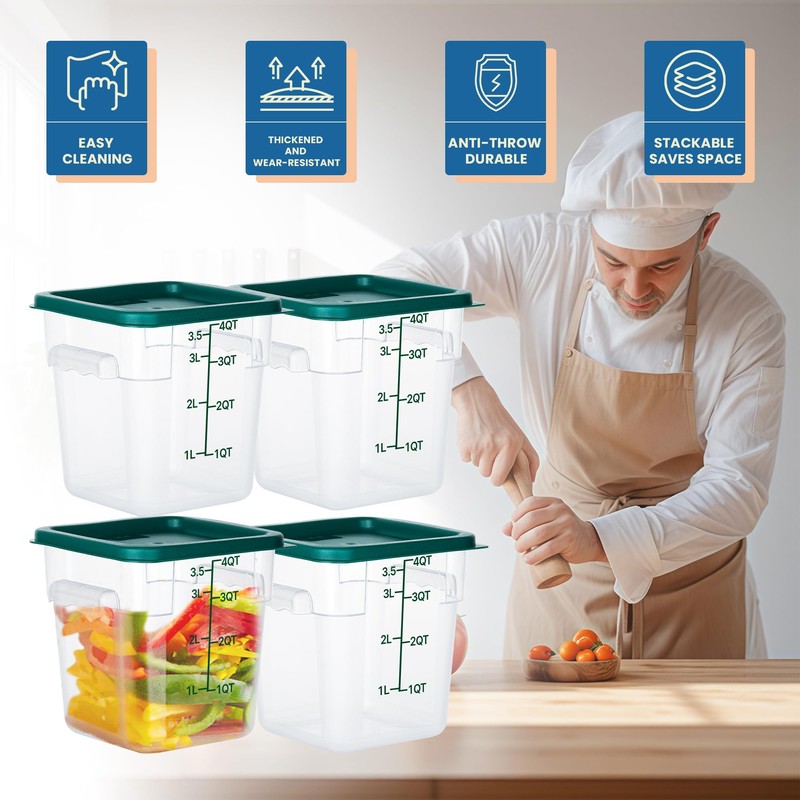 BIEAMA 4 Pack Food Storage Containers with Lids, 4 Quart