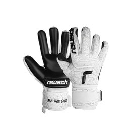 Reusch Attrakt Freegel Infinity Unisex Goalkeeper Gloves with Inner Seam Cut and Grip Infinity Covering, Suitable for Artificial Grass, 8.5, White/Black