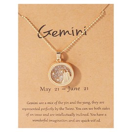 Zodiac Necklace for Women Girls 12 Constellation Coin Embossed Necklace Horoscope Pendant Necklace for Girls