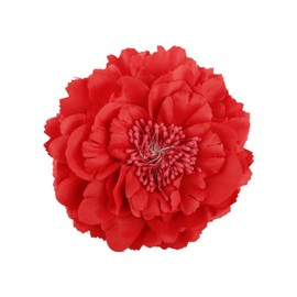 Tabanzhe Large Red Peony Flower Hair Clip & Brooch Pin – Vintage Artificial Rose Fascinator for Women, Girls – Wedding Party Event Accessory