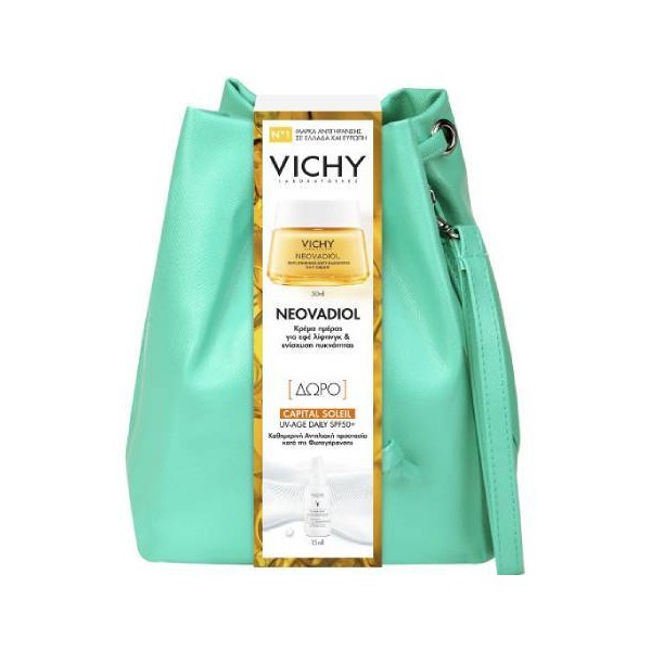 Vichy Spring Pouch Neovadiol Post-Menopause Day Cream, 50ml & FREE UV-Age Daily SPF50+, 15ml (Various Colors/Random Choice)