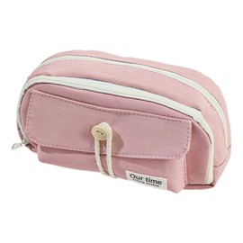Pencil Case, High School Students, Stylish, Large Capacity, Canvas, Multi-functional Tool, Stationery Box, Korean Style, Popular, On Canvas, High School Students, Kids, Adults, Pink, Minimalist