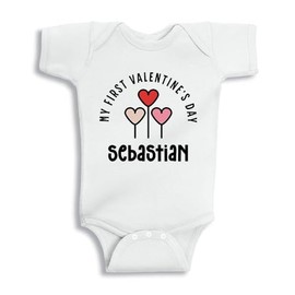 TATY Kids My First Valentine's Day Sebastian Baby Infant One Piece Bodysuit 18 Months White