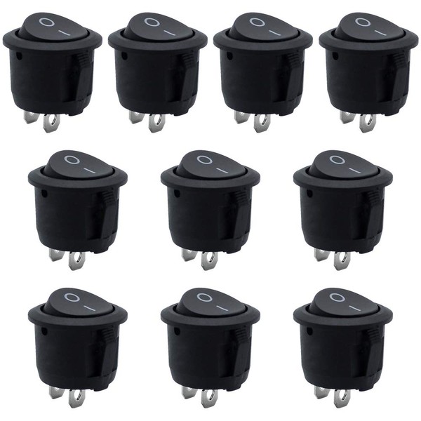 SPTwj 10 pcs Round Rocker Switch Button 2 Terminals ON/OFF