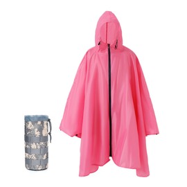 Nomadnia Plus Size Adult Rain Poncho with Hood and Zipper, Poncho Para Lluvia, Tactical Ponchos Adult For Camping, Hiking, Fishing, Travel and Outdoors. Easy to Pack. Pink