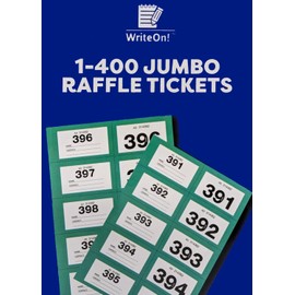 YLAB - Raffle Tickets - Jumbo Extra Large - 1-400 Cloakroom Tickets (Green)