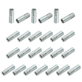 PATIKIL M8 Drop-in Anchors, 25 Pcs Zinc Plated Carbon Steel Solid Knurled Concrete Anchors Internal Forced Expansion Screw Bolts for Solid Concrete Drywall, Silver