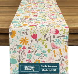 Spring Table Runners | Made in America Table Linens | Stain & Wrinkle Resistant | Seasonal Summer Spring Decorations for Home | Floral Collection - Blooming Springs - 14 x 36 Inches Long