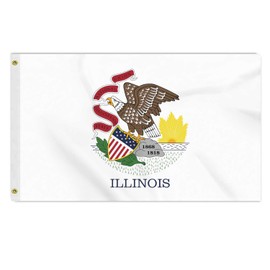 3×5 FT Illinois Flag, Large 100D USA State Outdoor Banner,Doube Side Printing Decor For Patio Garden With Brass Gromment