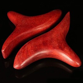 EXCEART Pack of 2 Wooden Massage Sticks, Wooden Gua Sha Tool, Thai Massage Tools, Face Massage Tool for Hand, Head, Foot, Face, Body Massage (Dark Red)