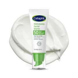 Cetaphil Hidratante Facial Diario FPS 50 Piel Sensible Mixta Grasa 50 ml | Hidrata hasta 8 h, protege contra rayos UVA/UVB y ayuda a prevenir daño por radicales libres con vitamina E y glicerina.