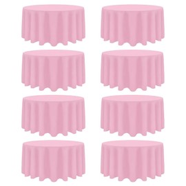 Heneger 8 Pack Pink Round Tablecloth 120 Inch Stain and Wrinkle Resistant Round Pink Table Cloth Reusable and Washable Polyester Fabric Table Covers for Buffet Wedding Party and Banquet